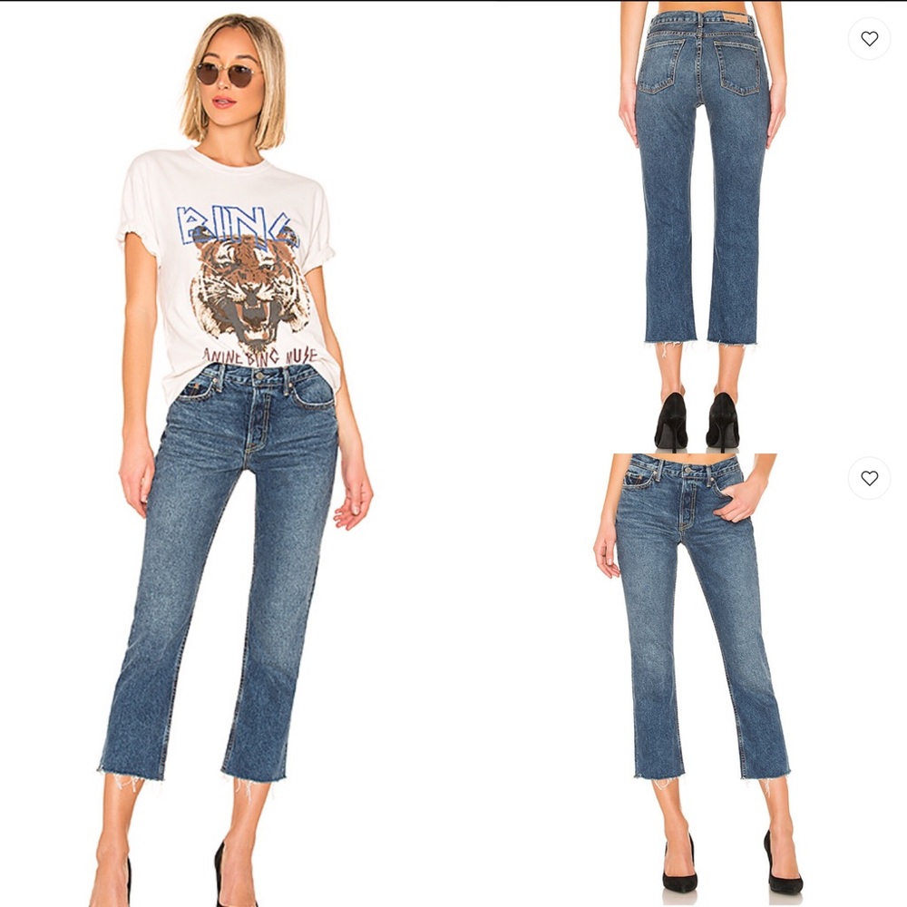 GRLFRND Tatum Mid Rise Frayed Hem Jeans 31